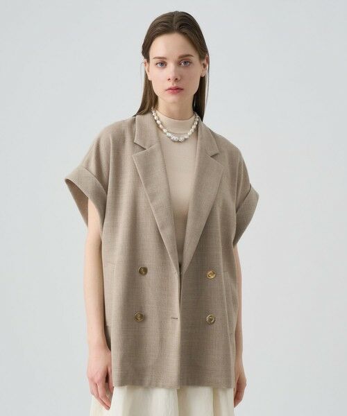 ANAYI / アナイ テーラードジャケット | 【セットアップ対応商品】カラミリネンライクフレンチスリーブ ジャケット | 詳細4