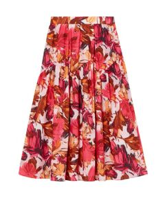 ANAYI / アナイ ミニ・ひざ丈スカート | ペイントフラワープリントティアード スカート