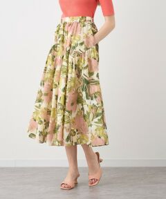 ANAYI / アナイ ミニ・ひざ丈スカート | ペイントフラワープリントティアード スカート
