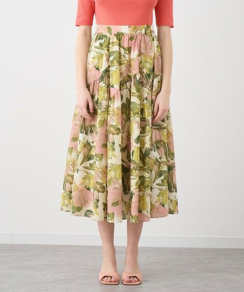 ANAYI / アナイ ミニ・ひざ丈スカート | ペイントフラワープリントティアード スカート | 詳細6