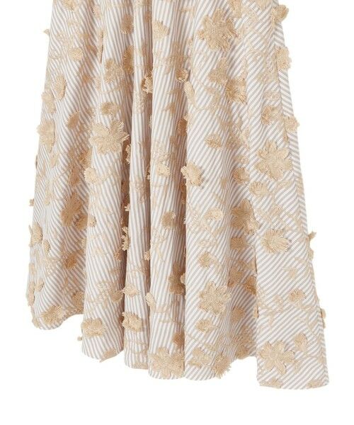 ANAYI / アナイ ミニ・ひざ丈スカート | ストライプフラワー刺繍フレア スカート | 詳細9