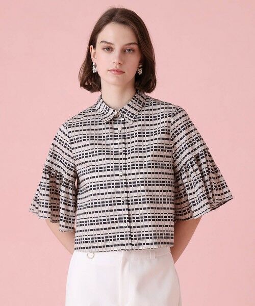 ANAYI / アナイ シャツ・ブラウス | モダンチェックプリントフレアスリーブ ブラウス | 詳細5