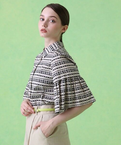 ANAYI / アナイ シャツ・ブラウス | モダンチェックプリントフレアスリーブ ブラウス | 詳細6