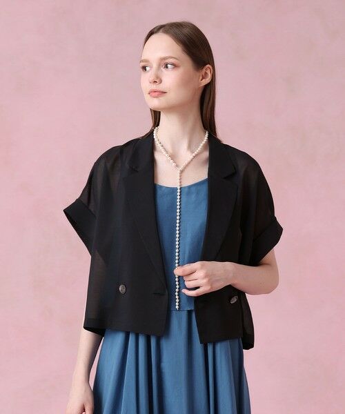 ANAYI / アナイ テーラードジャケット | シアーオーガンフレンチスリーブ ジャケット(black (95))