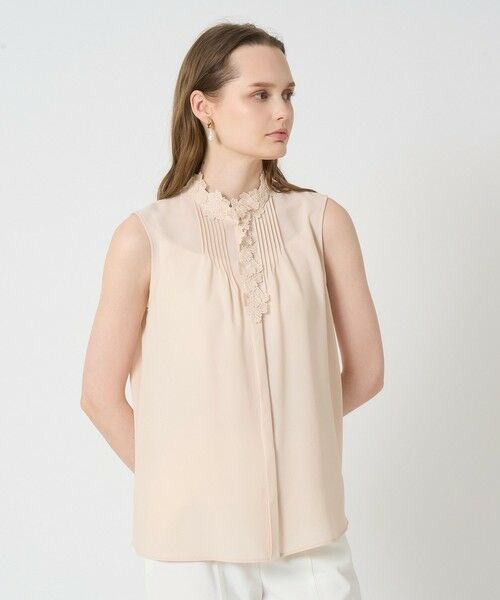 ANAYI/アナイ ジョーゼットフラワーノースリブラウス pink beige (13) 38 ANAYI/アナイ ジョーゼットフラワーノースリブラウス pink beige (13) 38