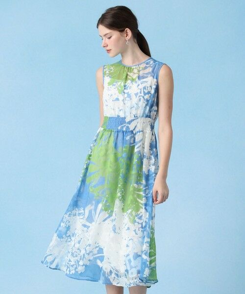 ANAYI / アナイ ミニ丈・ひざ丈ワンピース | シャドウフラワーシャーリング ワンピース(sax (63))