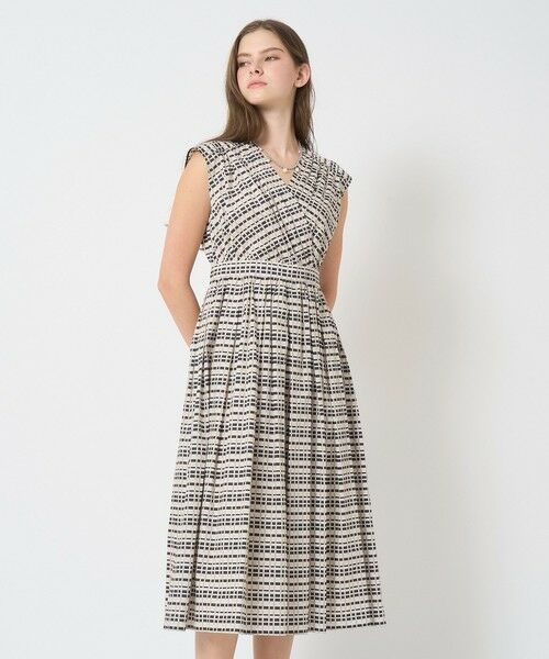 美品】アナイ ロング丈 ワンピース カシュクール 総柄 マルチ
