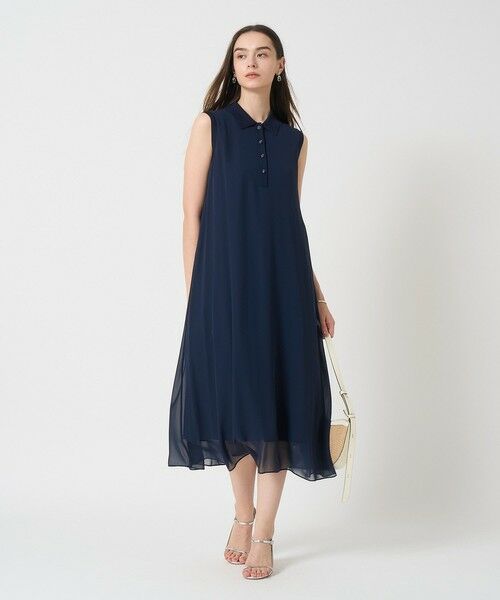 ANAYI / アナイ ミニ丈・ひざ丈ワンピース | シフォンコンビ配色カラー ワンピース | 詳細3