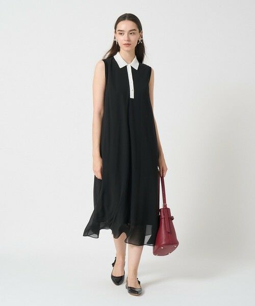 ANAYI / アナイ ミニ丈・ひざ丈ワンピース | シフォンコンビ配色カラー ワンピース | 詳細9