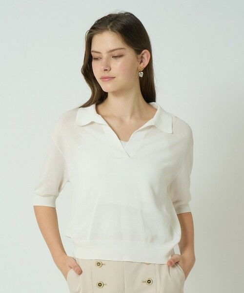 アナイ ニット トップス 長袖 シフォン ボリューム袖 日本製 レディース 38サイズ ベージュ ANAYI ANAYI - アナイ ニット トップス 長袖 シフォン ボリューム袖
