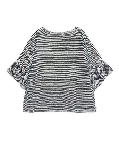 アナイ ANAYI 25SS 和紙ガーターフリル袖プルオーバー ニット カットソー 38 黒 白 /MI ■OS レディース アナイ ANAYI 25SS 和紙ガーターフリル袖プルオーバー ニット