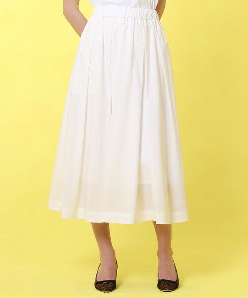 ANAYI / アナイ ミニ・ひざ丈スカート | 【セットアップ対応商品】ストレッチナイロンタックフレア スカート(white (01))