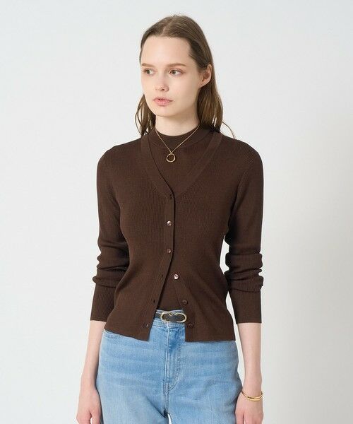 ANAYI/アナイ アセテートポリエステルVカーディガン brown (81) 38 ANAYI/アナイ アセテートポリエステルVカーディガン brown (81) 38