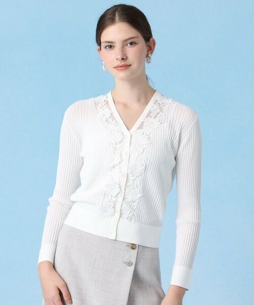 フルールVネック8分袖カーディガン （カーディガン・ボレロ