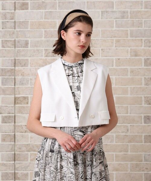 ANAYI / アナイ その他アウター | 【セットアップ対応商品】リネンライクビエラショートジレ(white (01))