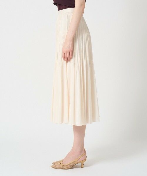 【美品】ANAYI アナイ　ロングスカート ホワイト　ベルト付 セール】 ブライトツイルタックフレア スカート （ロング