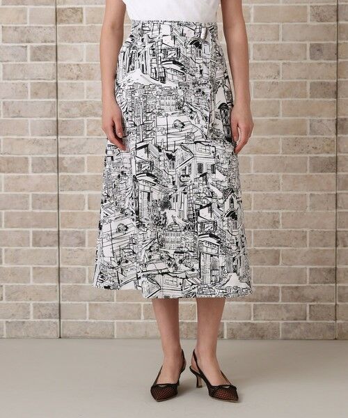 ANAYI / アナイ ミニ・ひざ丈スカート | シティスケーププリントＡライン スカート | 詳細1