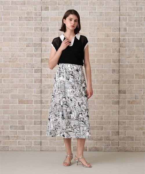 ANAYI / アナイ ミニ・ひざ丈スカート | シティスケーププリントＡライン スカート | 詳細4