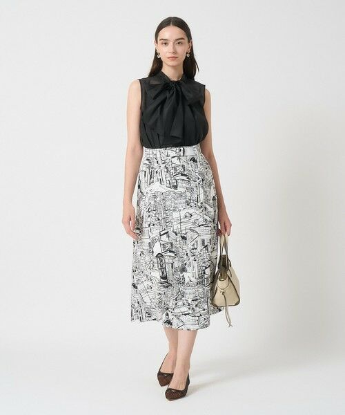 ANAYI / アナイ ミニ・ひざ丈スカート | シティスケーププリントＡライン スカート | 詳細8