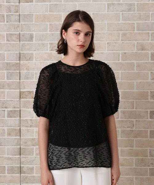 ANAYI / アナイ シャツ・ブラウス | ラメカットジャガードパフスリーブ ブラウス | 詳細1