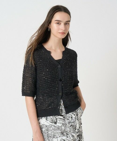 ANAYI / アナイ カーディガン・ボレロ | シークインペーパーヤーン カーディガン(black (95))