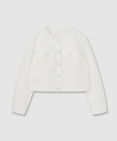 完売★ANAYIサッカーストレッチクロップドブルゾン　ノーカラージャケット 楽天市場】サッカーストレッチクロップドブルゾン ANAYI アナイ