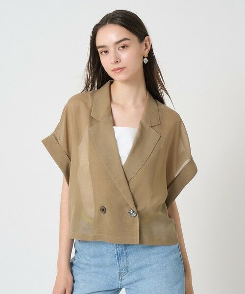 アナイ、ライクフレンチスリーブ ジャケット セットアップ対応商品】カラミリネンライクフレンチスリーブ