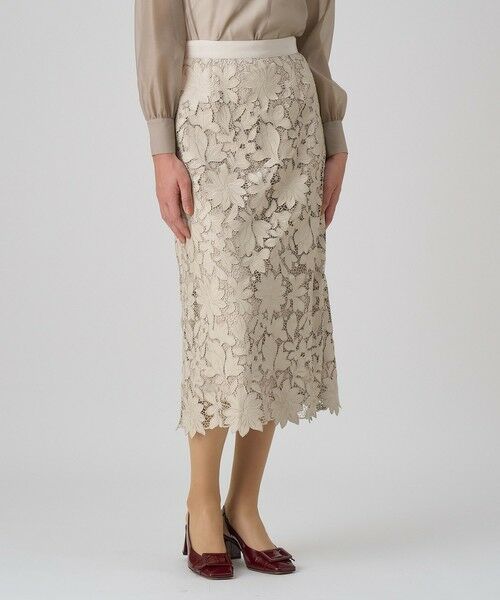 ANAYI / アナイ ミニ・ひざ丈スカート | レザーフラワーエンブロイダリー スカート | 詳細1