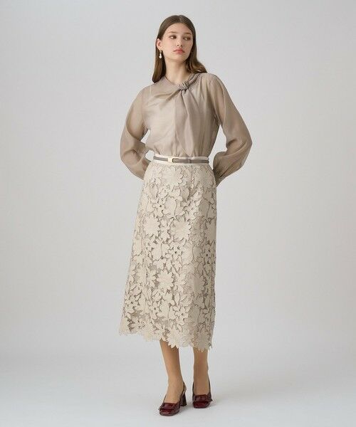 ANAYI / アナイ ミニ・ひざ丈スカート | レザーフラワーエンブロイダリー スカート | 詳細3