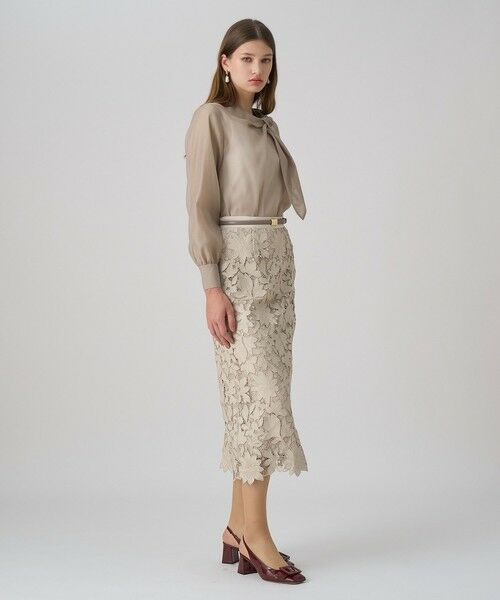 ANAYI / アナイ ミニ・ひざ丈スカート | レザーフラワーエンブロイダリー スカート | 詳細4
