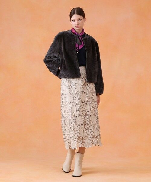 ANAYI / アナイ ミニ・ひざ丈スカート | レザーフラワーエンブロイダリー スカート | 詳細5