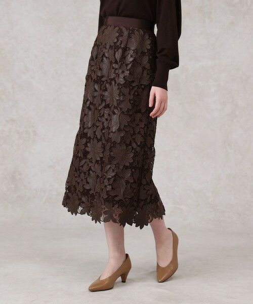 ANAYI / アナイ ミニ・ひざ丈スカート | レザーフラワーエンブロイダリー スカート | 詳細9