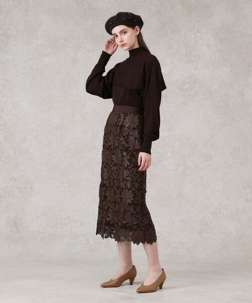 ANAYI / アナイ ミニ・ひざ丈スカート | レザーフラワーエンブロイダリー スカート | 詳細13