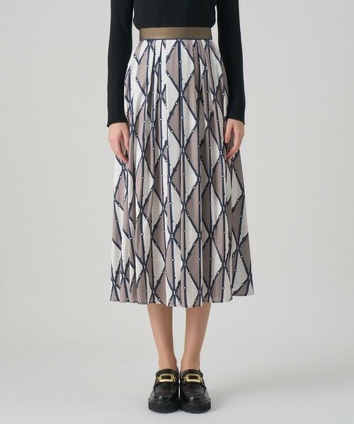 ANAYI / アナイ ロング・マキシ丈スカート | ベルトプリントランダムタック スカート | 詳細1