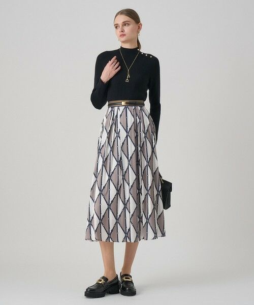ANAYI / アナイ ロング・マキシ丈スカート | ベルトプリントランダムタック スカート | 詳細6