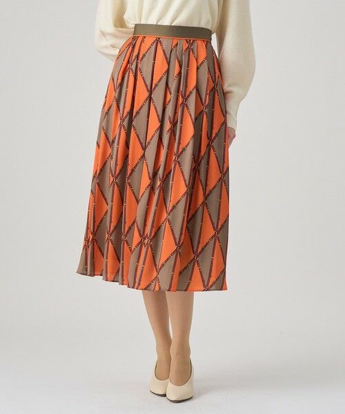 ANAYI / アナイ ロング・マキシ丈スカート | ベルトプリントランダムタック スカート | 詳細13