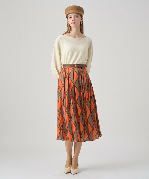 ANAYI / アナイ ロング・マキシ丈スカート | ベルトプリントランダムタック スカート | 詳細15