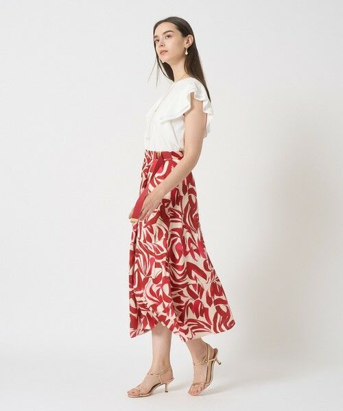 セットアップ対応商品】アートリーフサテンラップ スカート