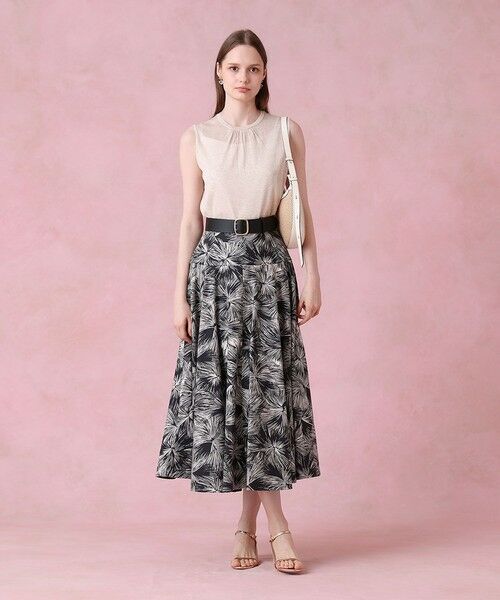 ANAYI / アナイ ミニ・ひざ丈スカート | ブラッシュフラワープリントフレア スカート | 詳細7