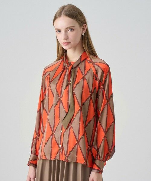 ANAYI / アナイ シャツ・ブラウス | ベルトプリントボウタイ ブラウス(orange (31))