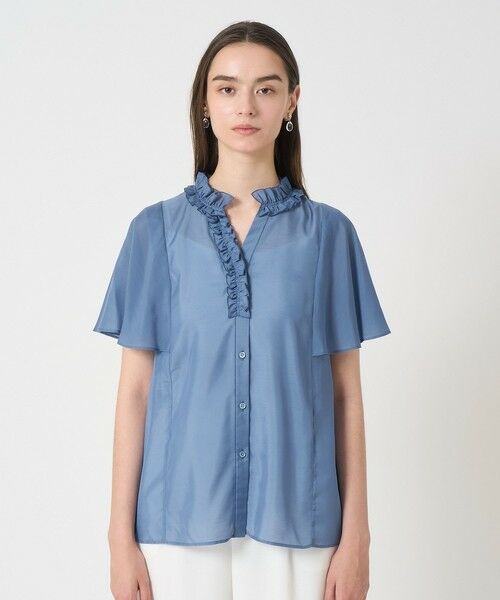 ANAYI / アナイ シャツ・ブラウス | スパンローンフリルネックブラウス | 詳細1