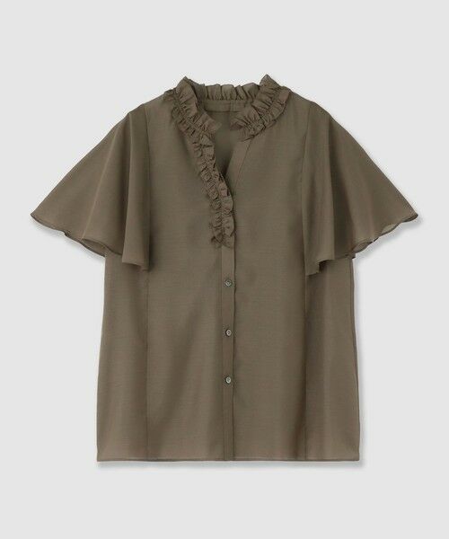 ANAYI/アナイ スパンローンフリルネックブラウス khaki (76) 36 ANAYI/アナイ スパンローンフリルネックブラウス khaki (76) 36
