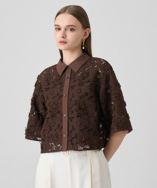 ANAYI / アナイ シャツ・ブラウス | レース刺繍クロップドシャツ(brown (81))