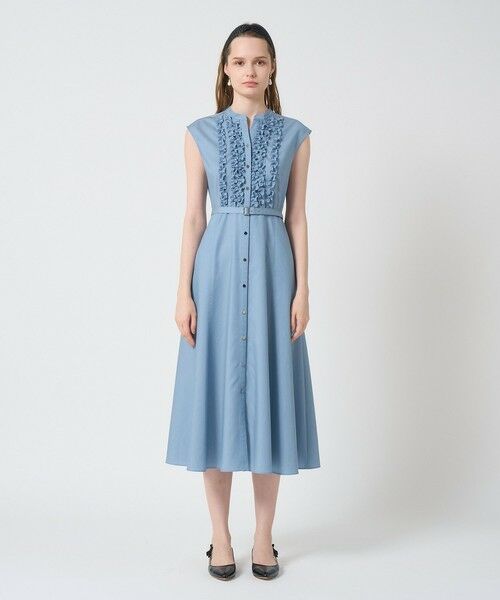 ☆デニム ワンピース フリル スリット ブルー PROPORTION BODY DRESSING ワンピース 「E」フリルデニム