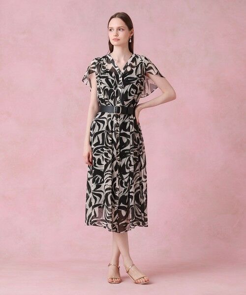美品　アナイ　現行　花柄　ベルト　シースルー　シフォン　ロングワンピース 美品 アナイ 現行 花柄 ベルト シースルー シフォン ロング