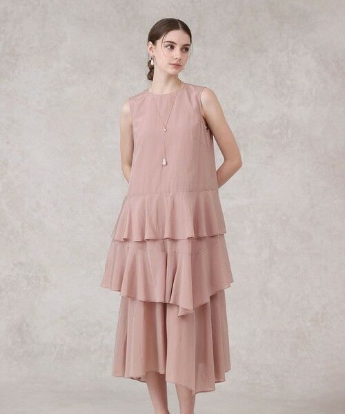 ANAYI / アナイ ミニ丈・ひざ丈ワンピース | トリアセエアリーローンティアード ワンピース | 詳細1