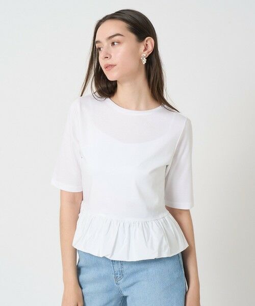 ANAYI / アナイ カットソー | ライトポンチペプラム5分袖プルオーバー(white (01))