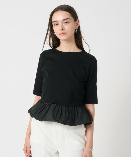 ANAYI / アナイ カットソー | ライトポンチペプラム5分袖プルオーバー(black (95))