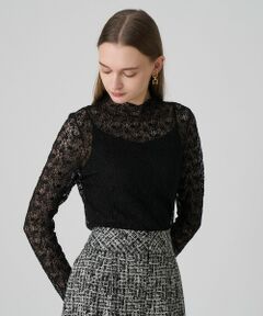 ANAYI / アナイ カットソー | ストレッチレースモックネック プルオーバー