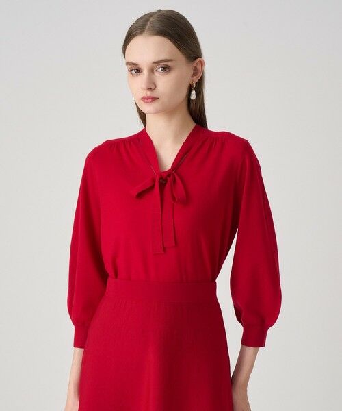 ANAYI / アナイ ニット・セーター | 【セットアップ対応商品】エキストラファインメリノタイ付きVネック プルオーバー(red (43))